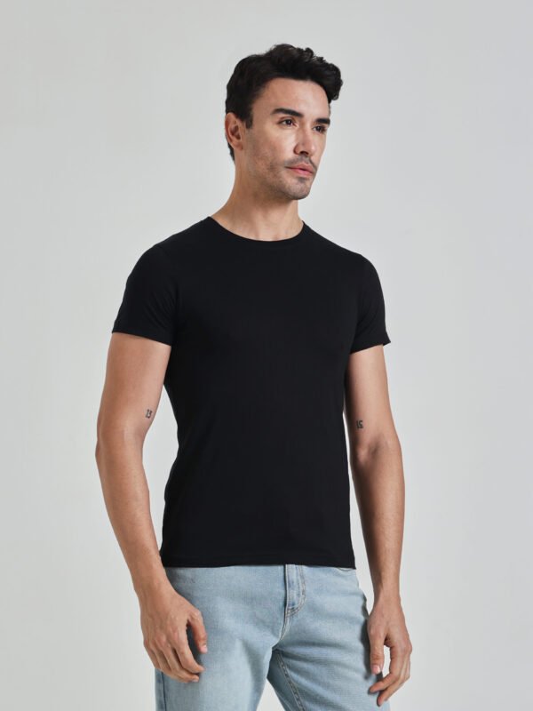 Men’s Solid Black Crew Neck Slim Fit T-Shirt