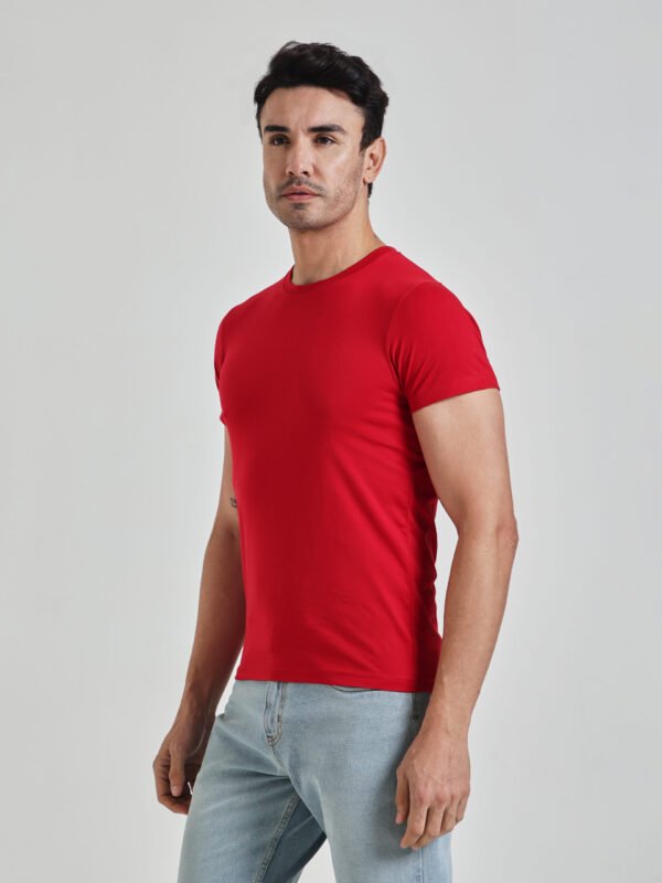 Men’s Solid Red Crew Neck Slim Fit T-Shirt