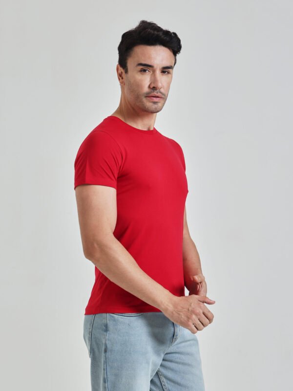 Men’s Solid Red Crew Neck Slim Fit T-Shirt
